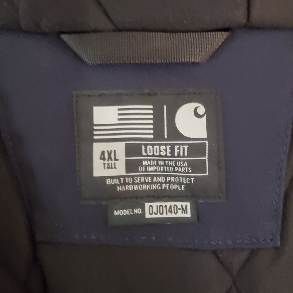 Carhartt Jacket Coat 4XL Tall J140 Firm Duck Quilted Flannel Lined Navy - Picture 6 of 6